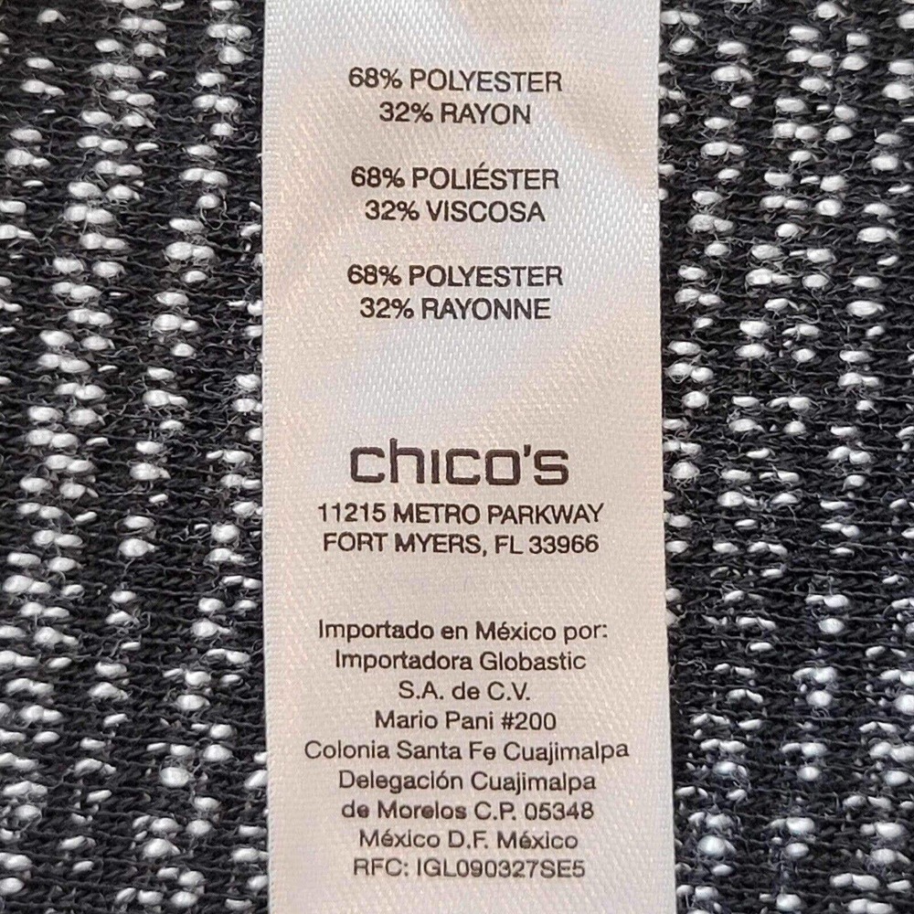 Chicos Zenergy Sweatshirt Womens Size 1 Medium Black White Rayon Pullover - Picture 7 of 9